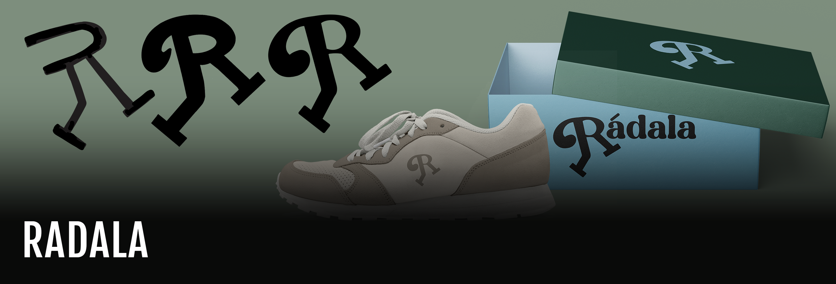 Snapshot of some branding elements for a running shoe company called Rádala.