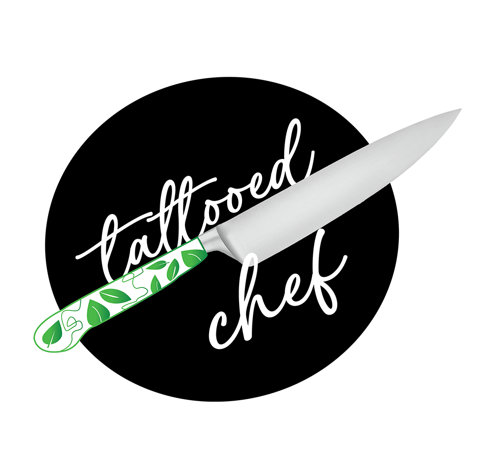 Black tattooed chef logo.